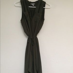 H&M olive green dress with tie